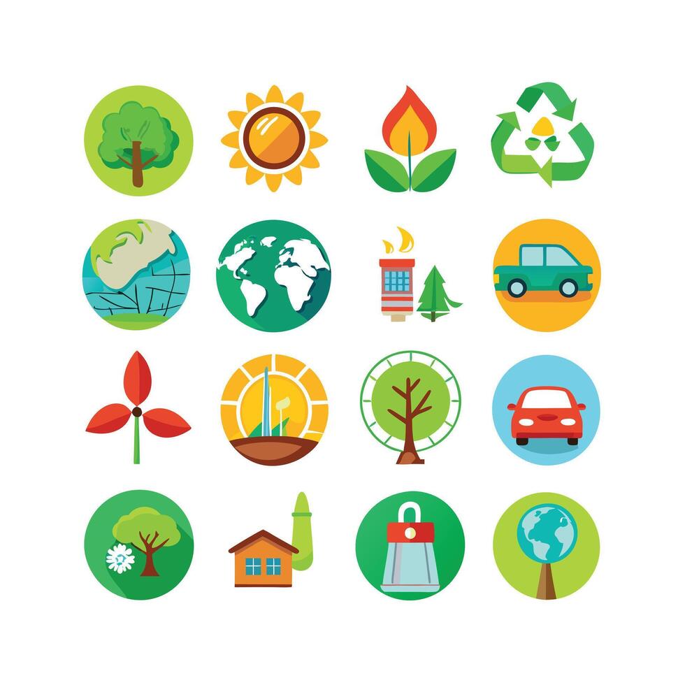 Environment and sustainability icon set illustration vector