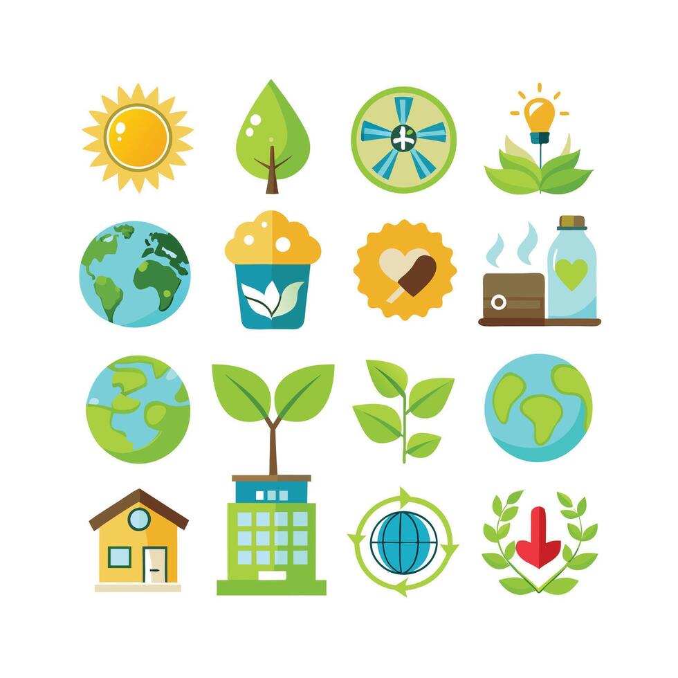 Environment and sustainability icon set illustration vector