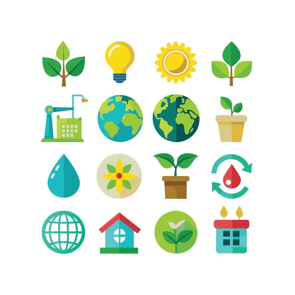 Environment and sustainability icon set illustration vector