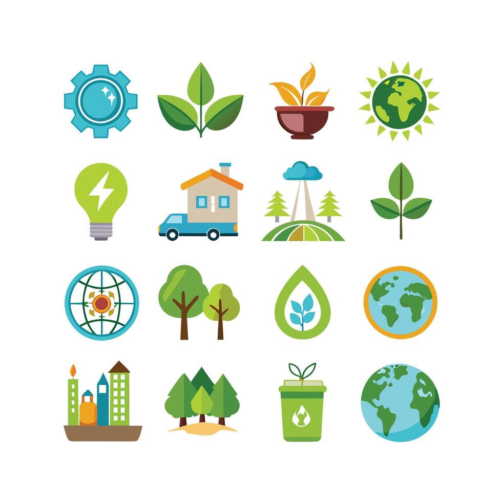 Environment and sustainability icon set illustration vector