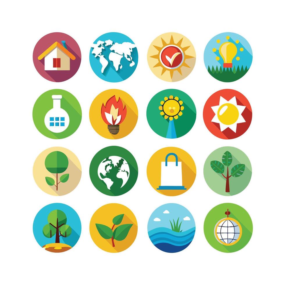 Environment and sustainability icon set illustration vector