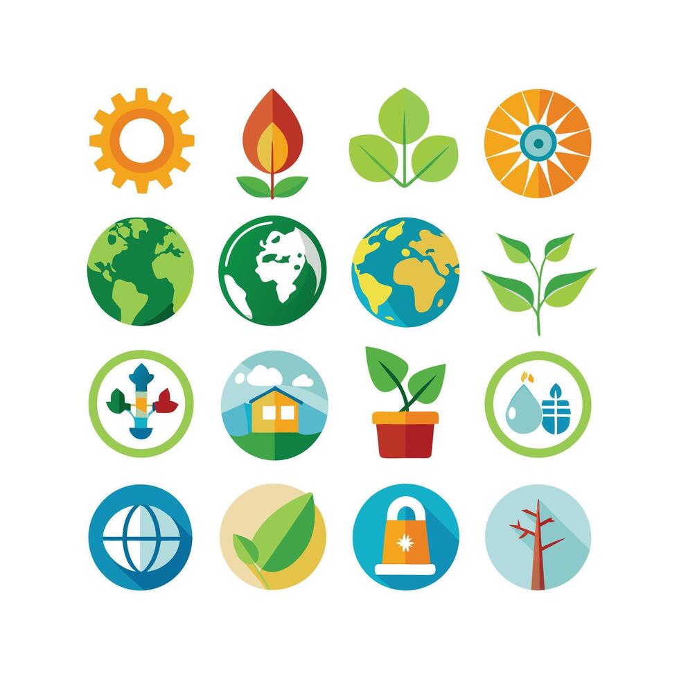 Environment and sustainability icon set illustration vector
