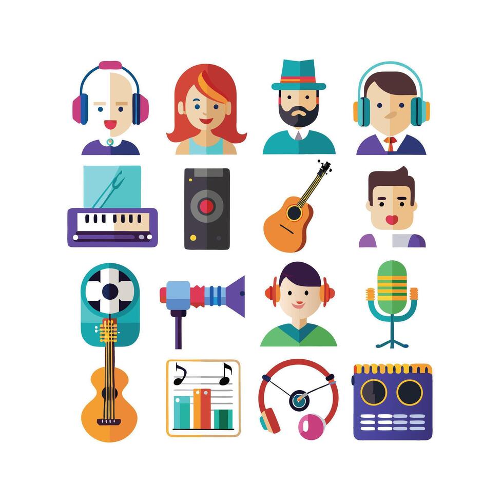 Music and Entertainment Icon Set Collection Illustration vector