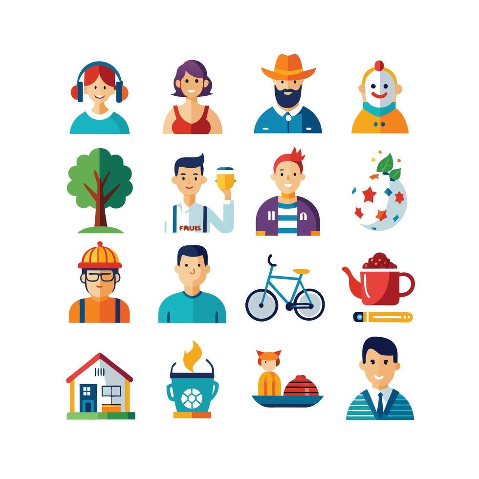 Lifestyle and Leisure Icon Set Collection Illustration vector