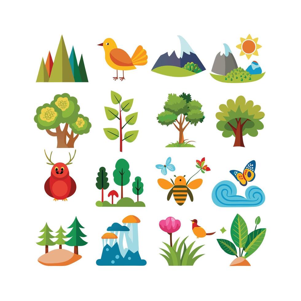 Nature Icon Set Collection Illustration vector