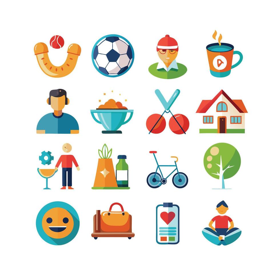 Lifestyle and Leisure Icon Set Collection Illustration vector