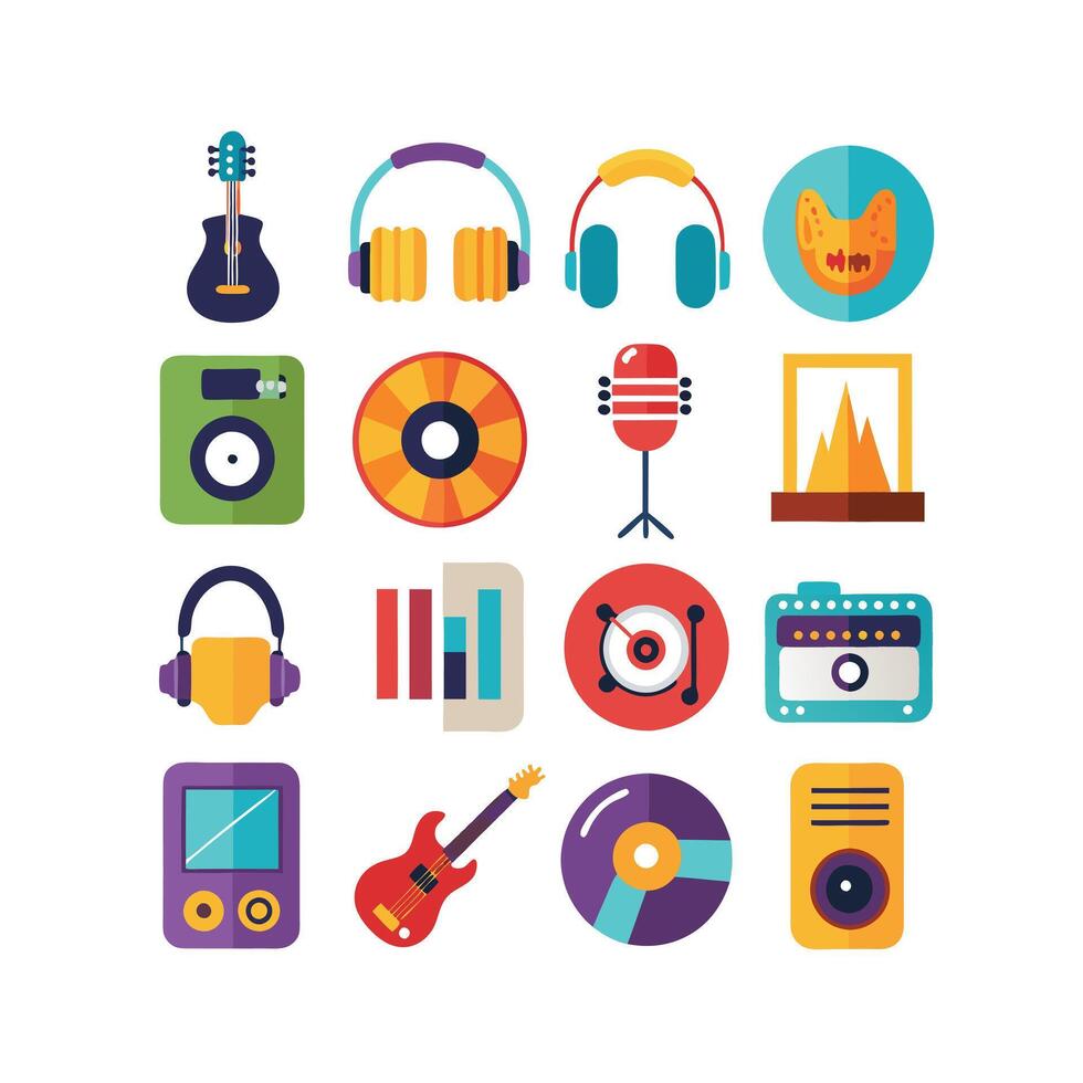 Music and Entertainment Icon Set Collection Illustration vector