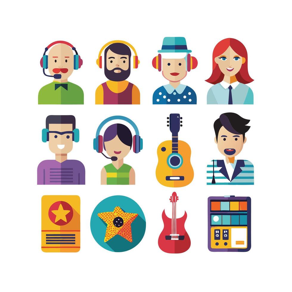 Music and Entertainment Icon Set Collection Illustration vector