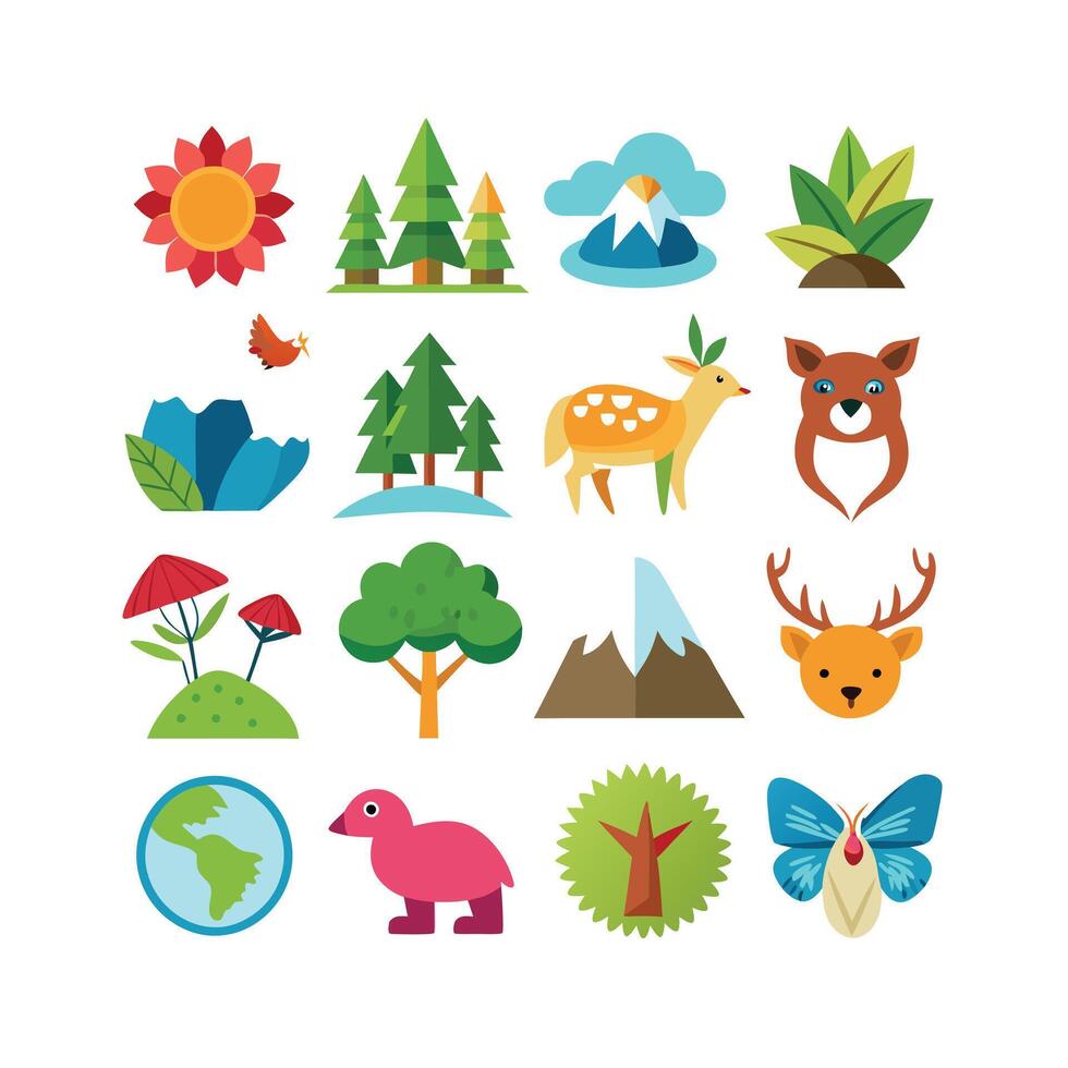Nature Icon Set Collection Illustration vector