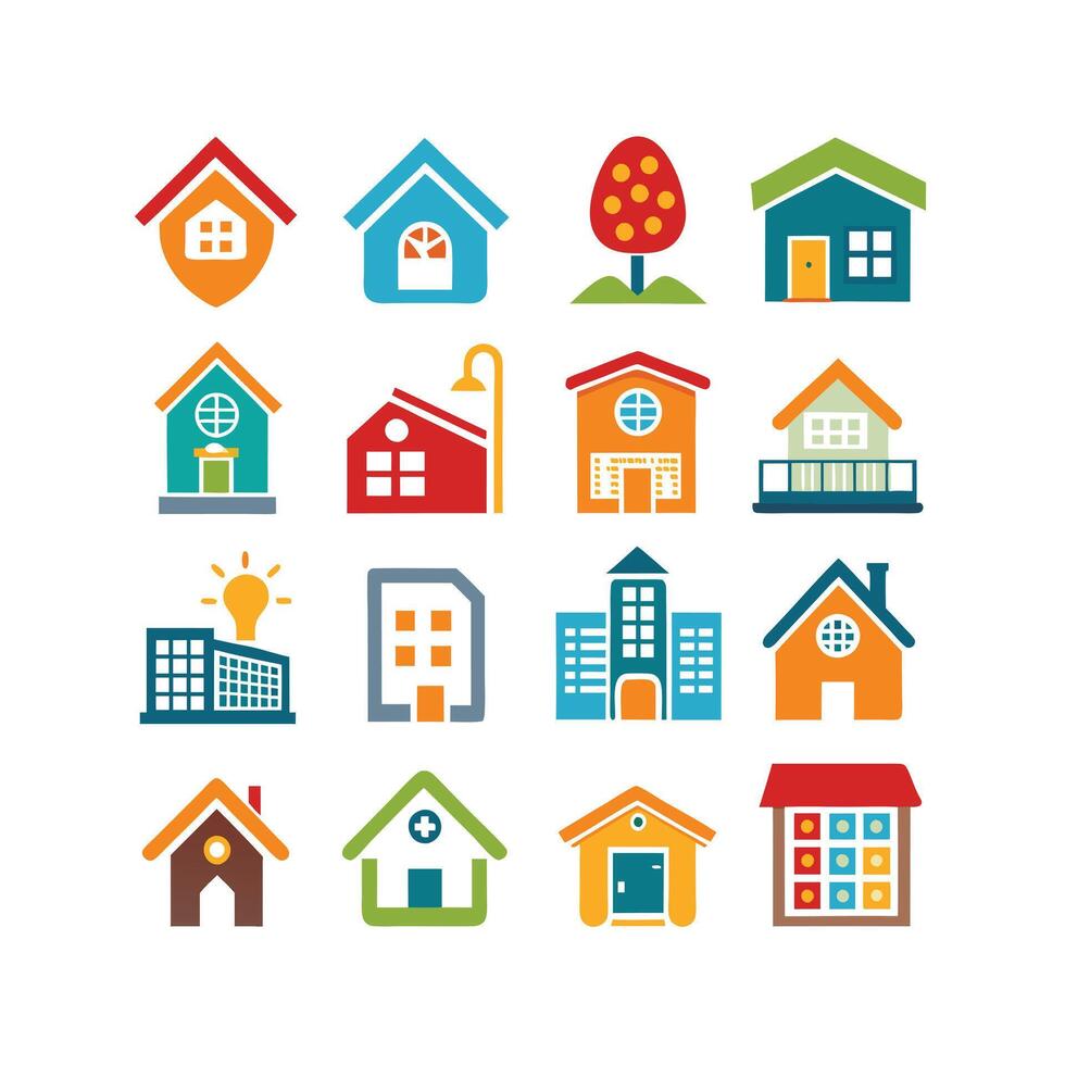 Home and Real Estate Icon Set Collection Illustration vector