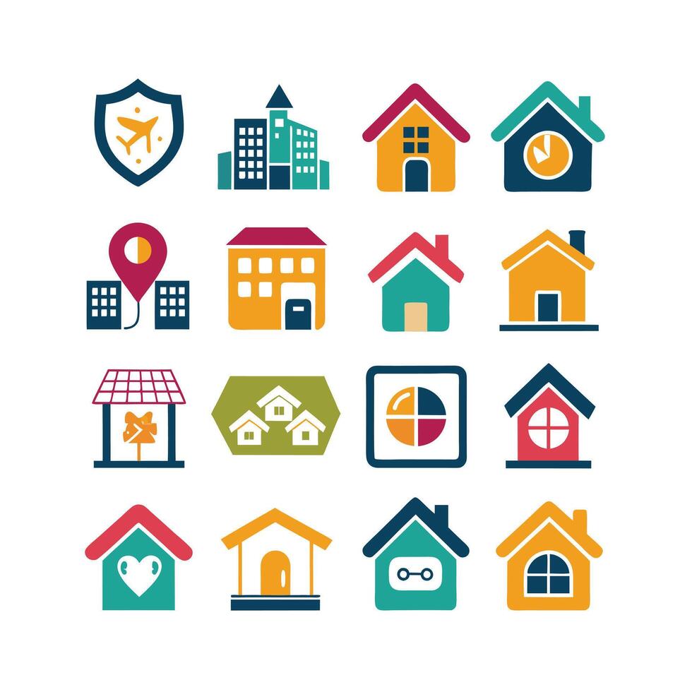 Home and Real Estate Icon Set Collection Illustration vector