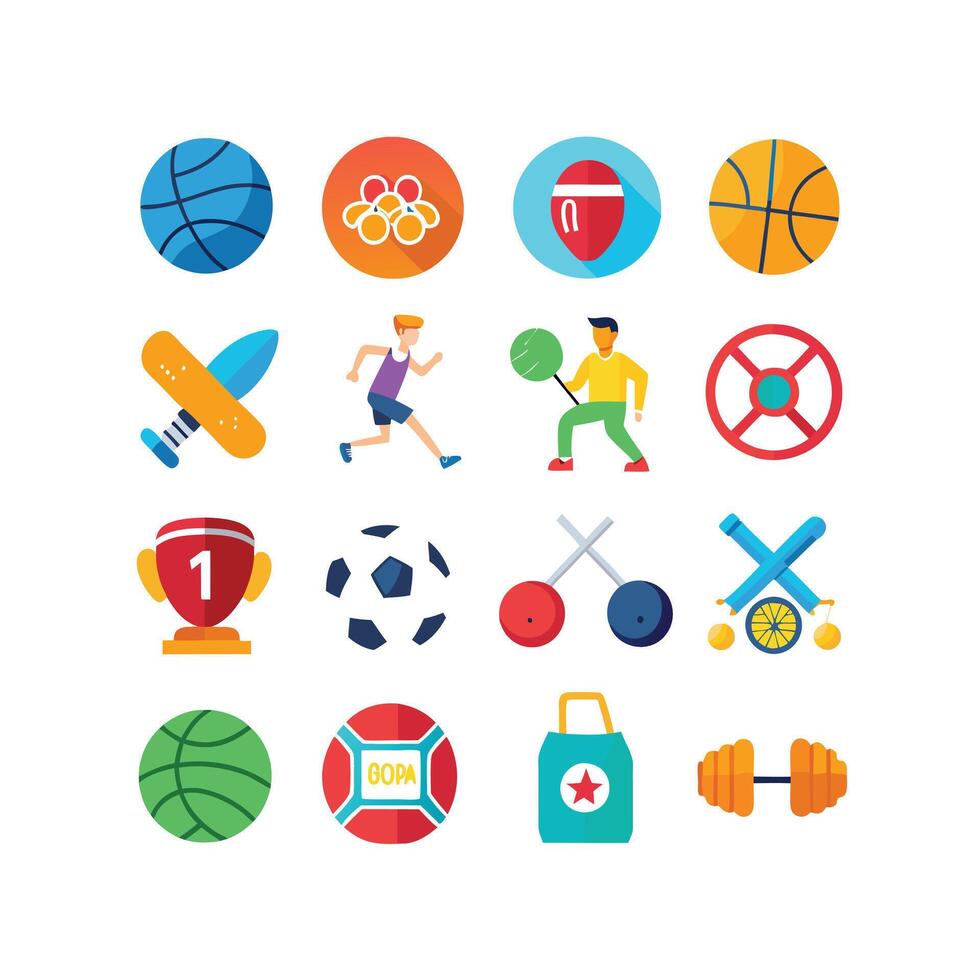 Sports and Fitness Icon Set Illustration vector