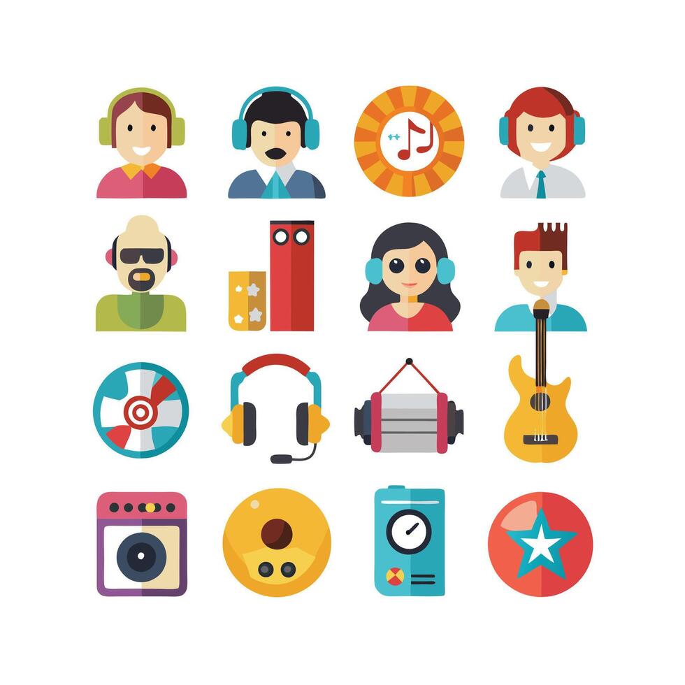 Music and Entertainment Icon Set Collection Illustration vector