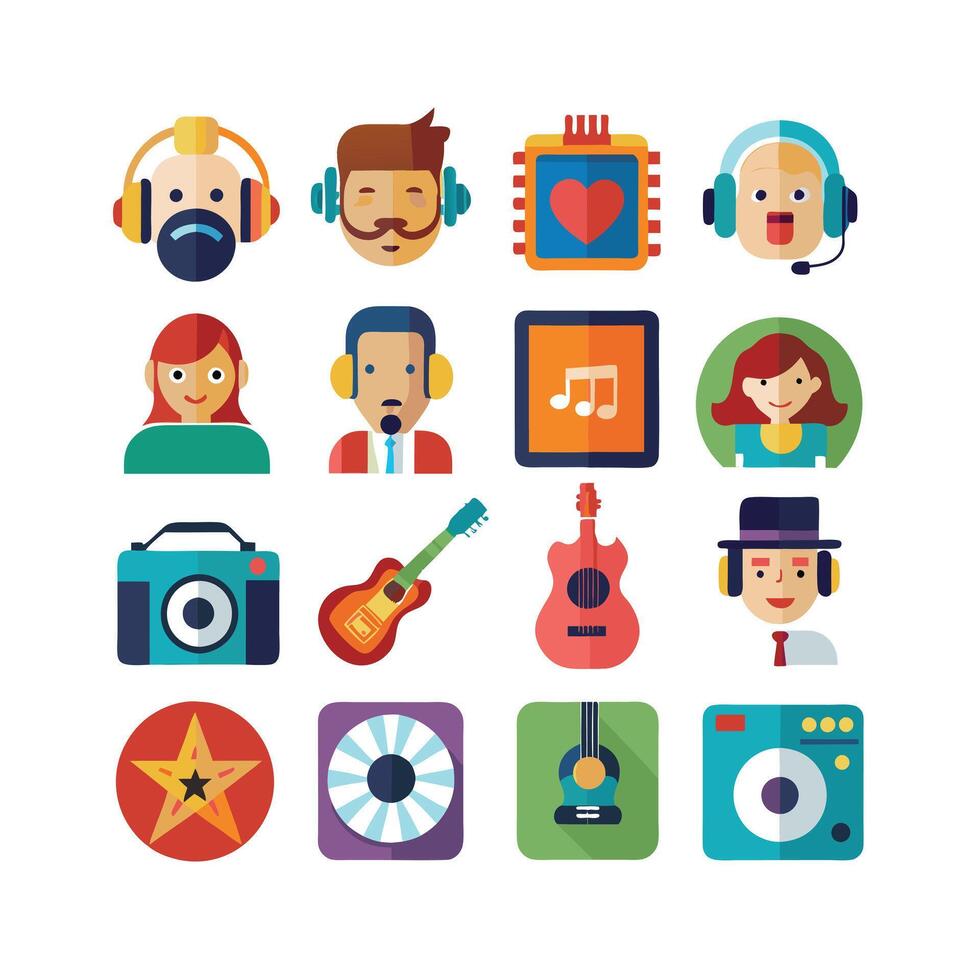 Music and Entertainment Icon Set Collection Illustration vector