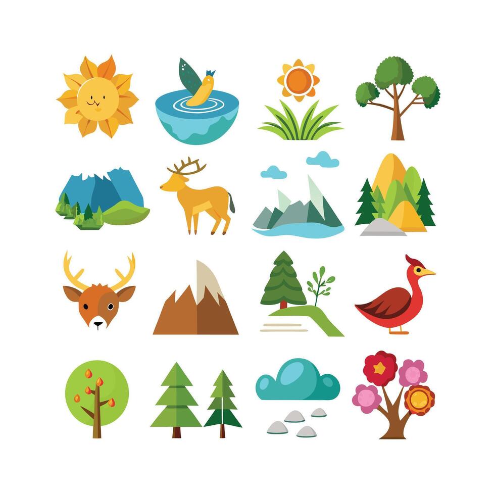 Nature Icon Set Collection Illustration vector