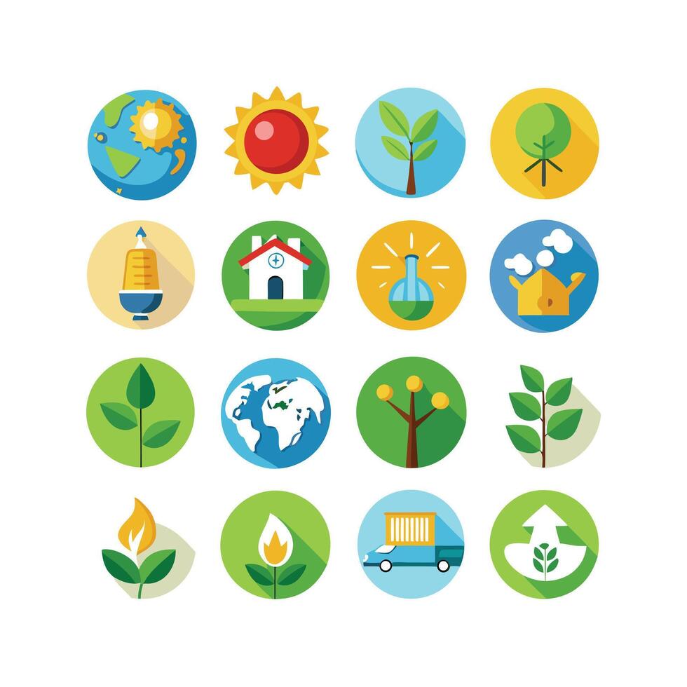 Environment and sustainability icon set illustration vector