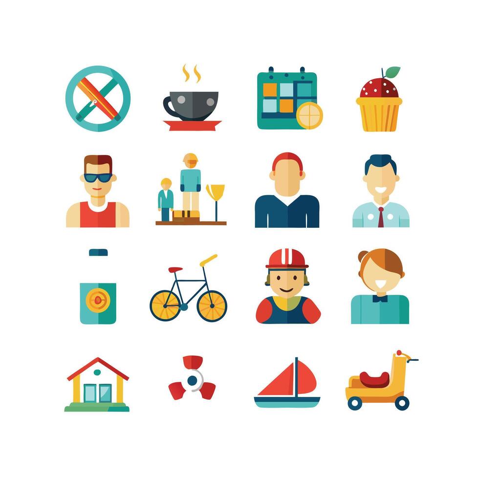 Lifestyle and Leisure Icon Set Collection Illustration vector