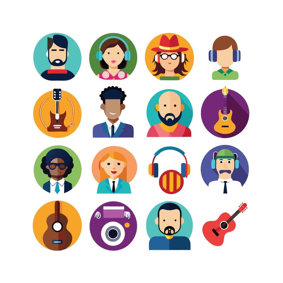 Music and Entertainment Icon Set Collection Illustration vector