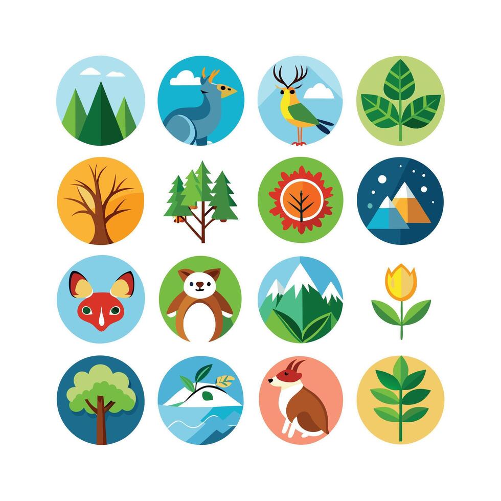 Nature Icon Set Collection Illustration vector