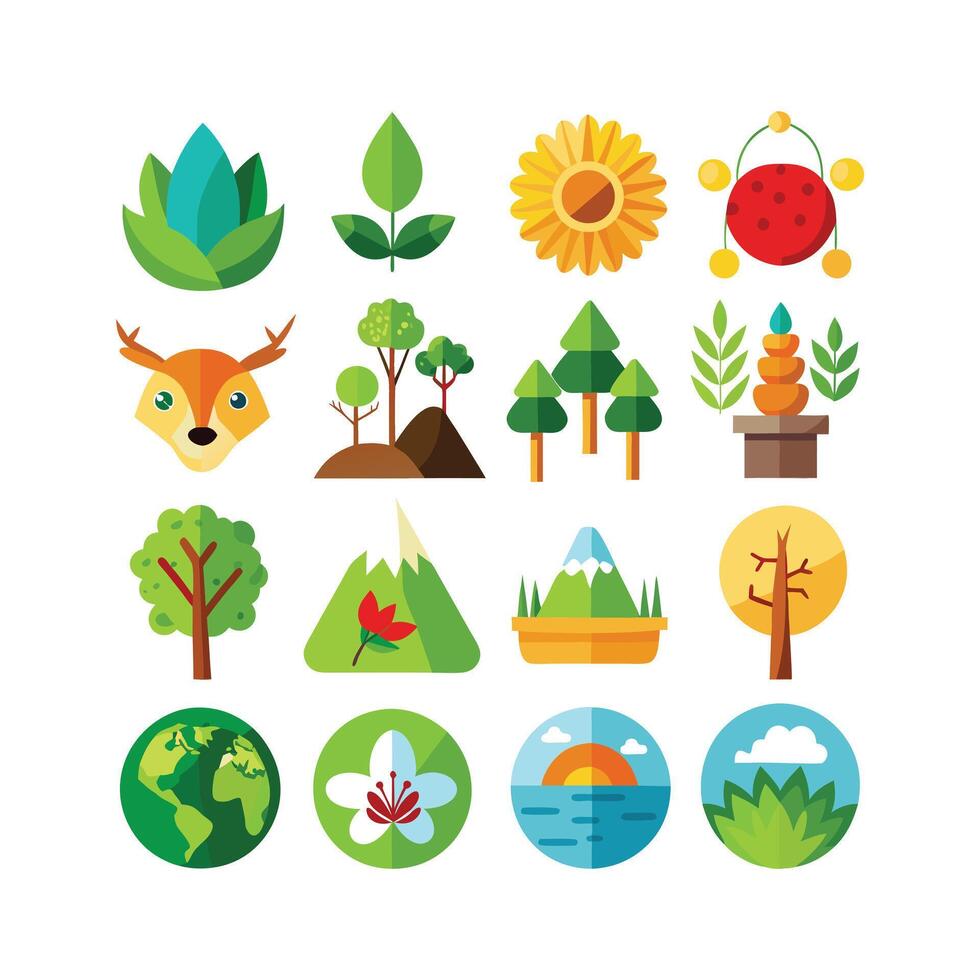 Nature Icon Set Collection Illustration vector