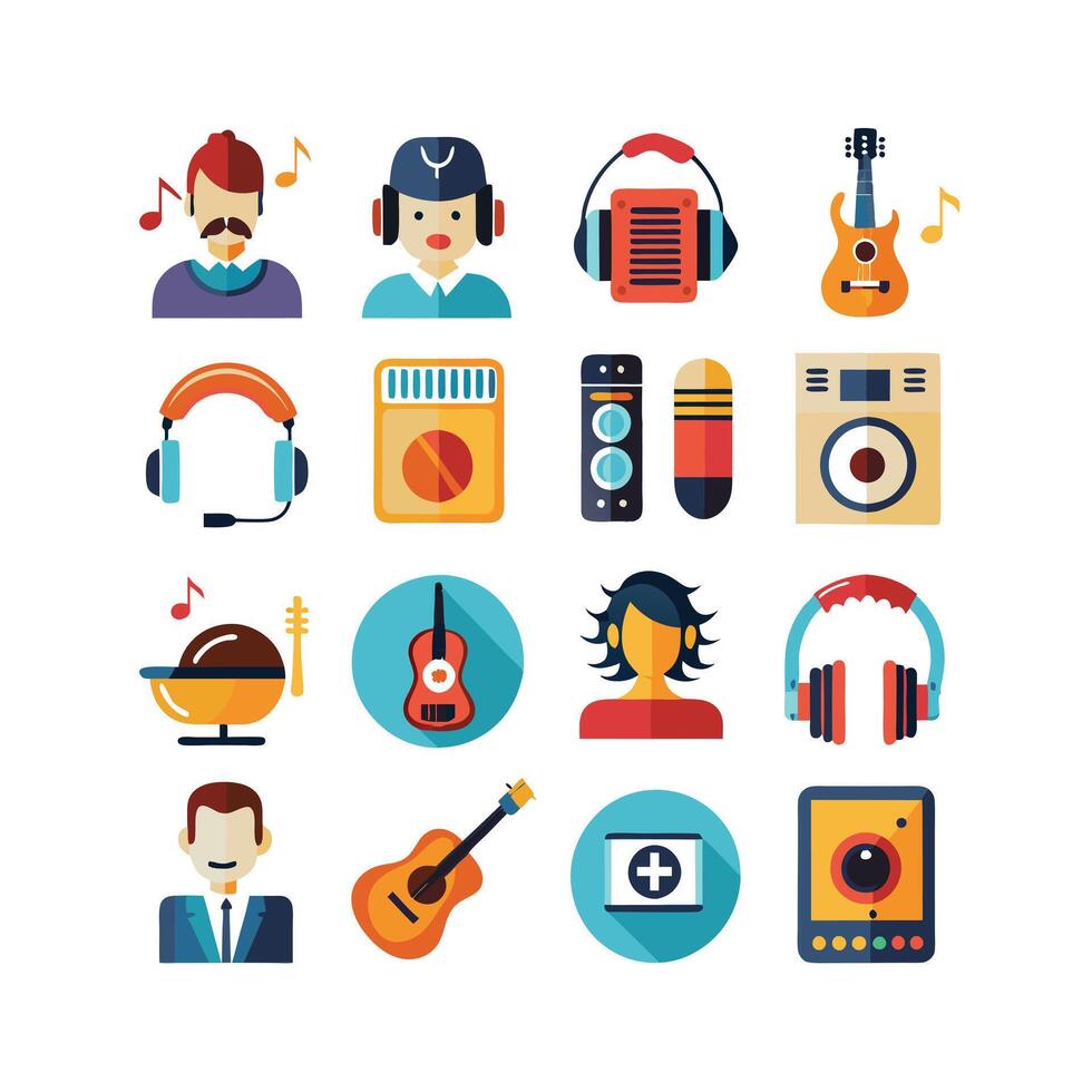 Music and Entertainment Icon Set Collection Illustration vector