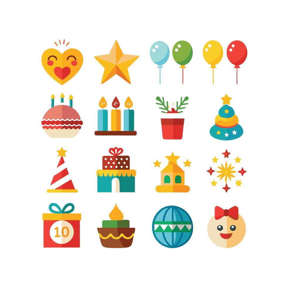 Holiday and Event Icon Set Collection Illustration vector