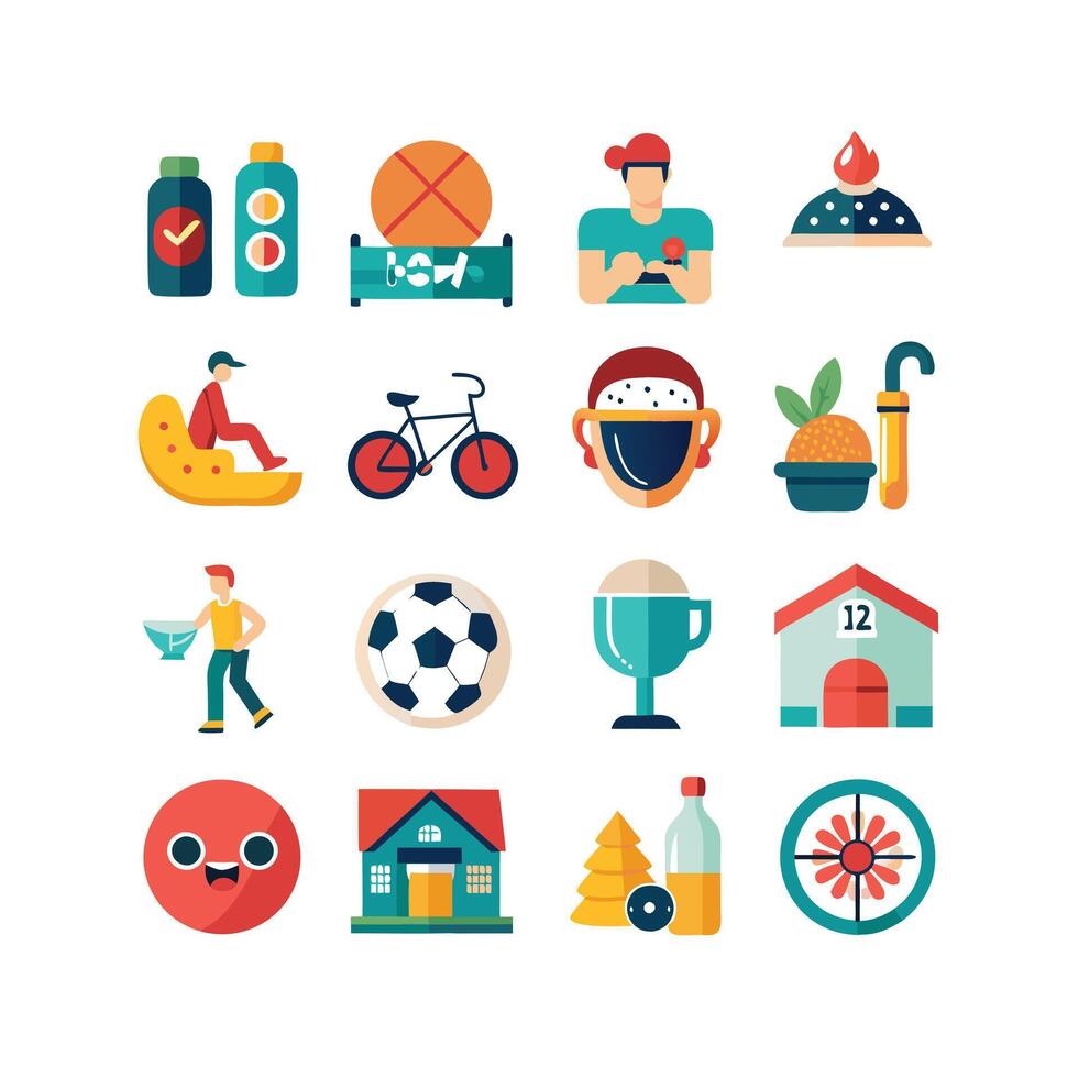 Lifestyle and Leisure Icon Set Collection Illustration vector