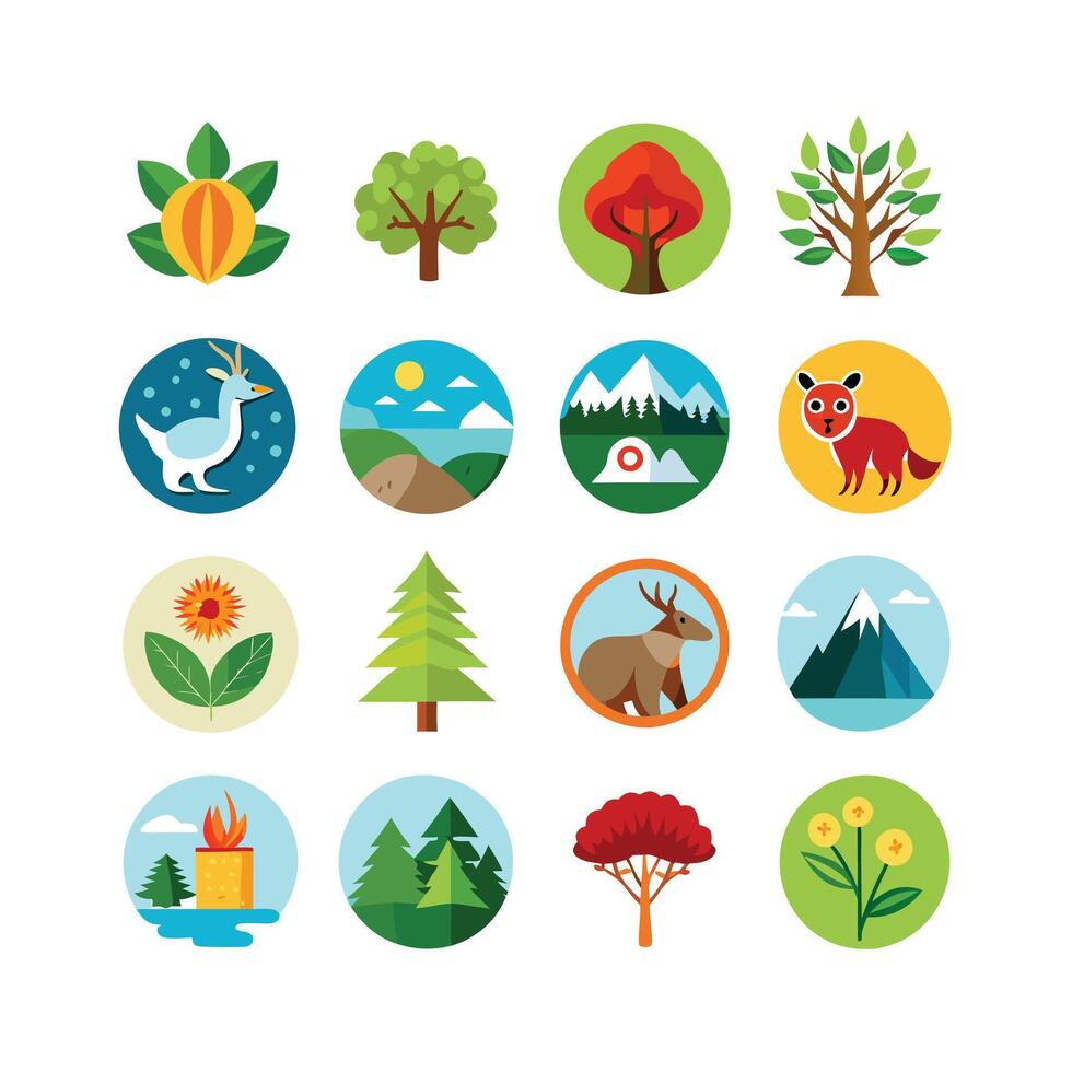 Nature Icon Set Collection Illustration vector