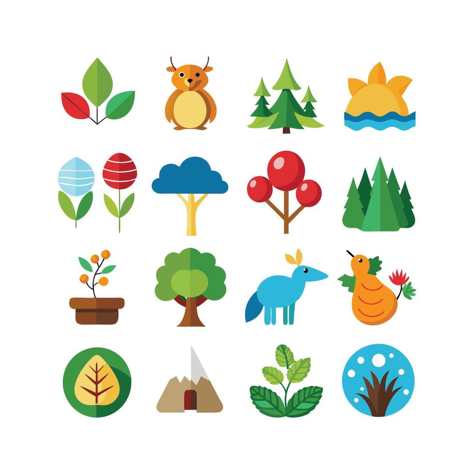 Nature Icon Set Collection Illustration vector