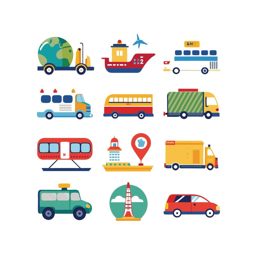 Transportation Icon Set Collection Illustration vector