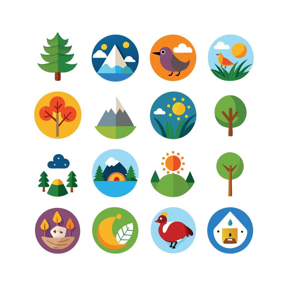 naturaleza icono conjunto colección ilustración vector