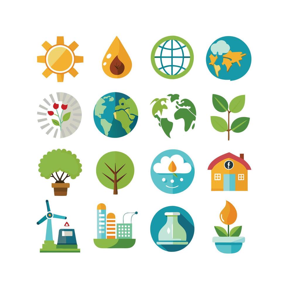 Environment and sustainability icon set illustration vector