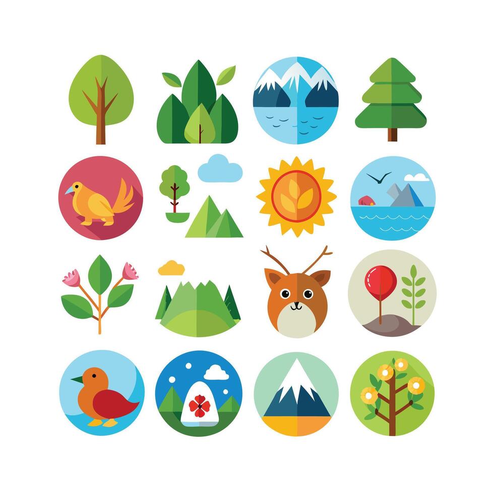 Nature Icon Set Collection Illustration vector