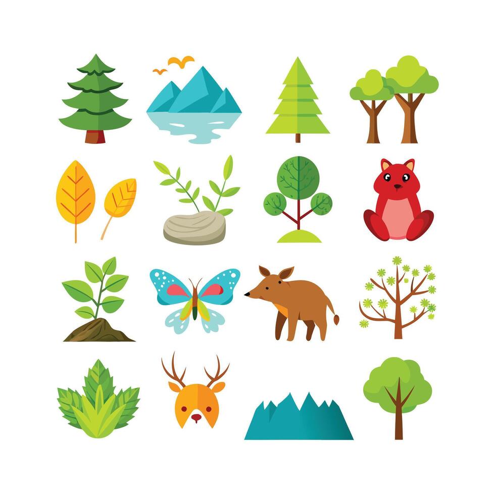 Nature Icon Set Collection Illustration vector