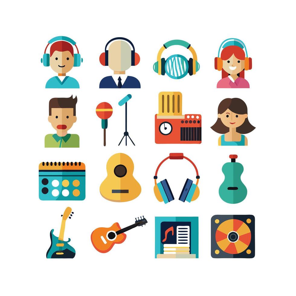 Music and Entertainment Icon Set Collection Illustration vector