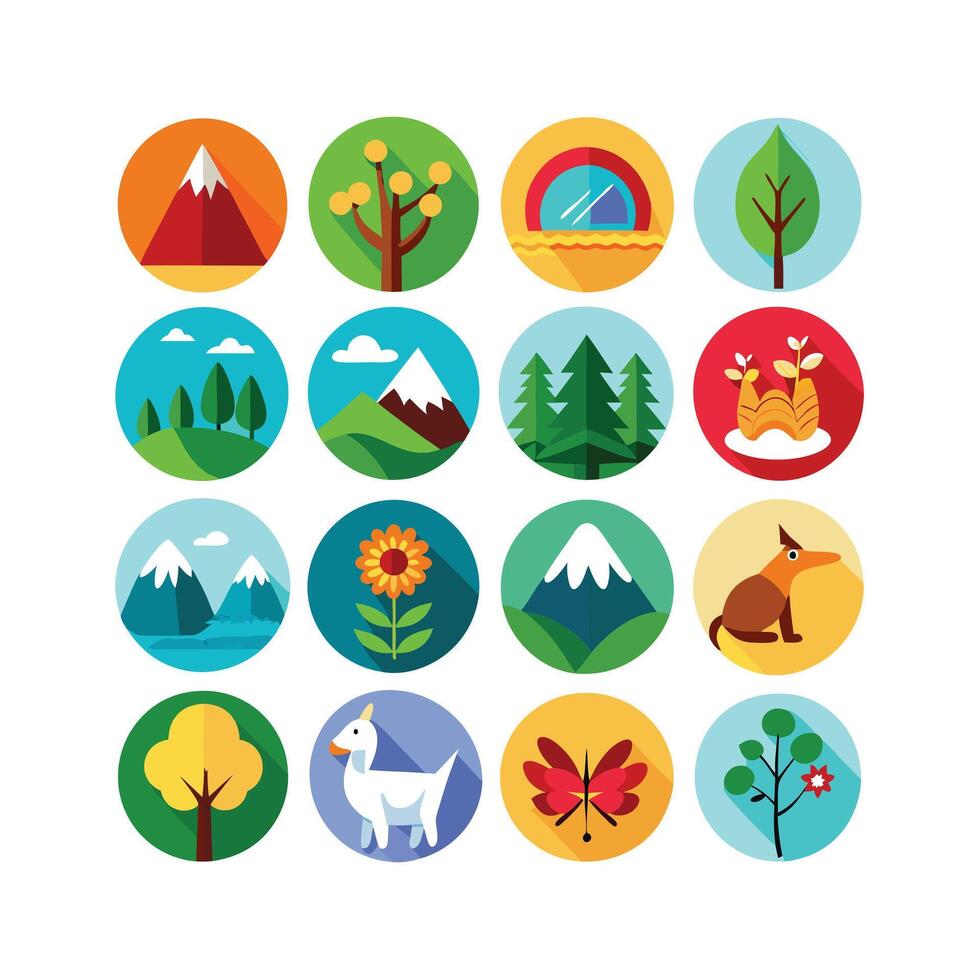 Nature Icon Set Collection Illustration vector