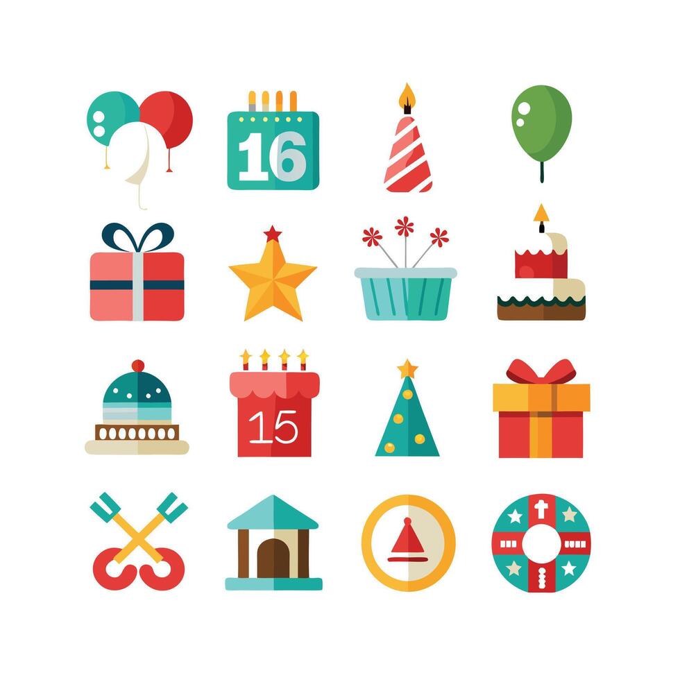 Holiday and Event Icon Set Collection Illustration vector