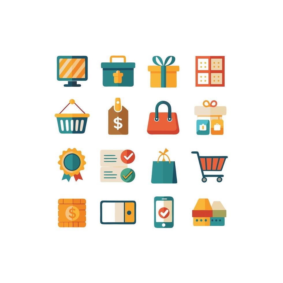 Retail and Shopping Icon Set Collection Illustration vector