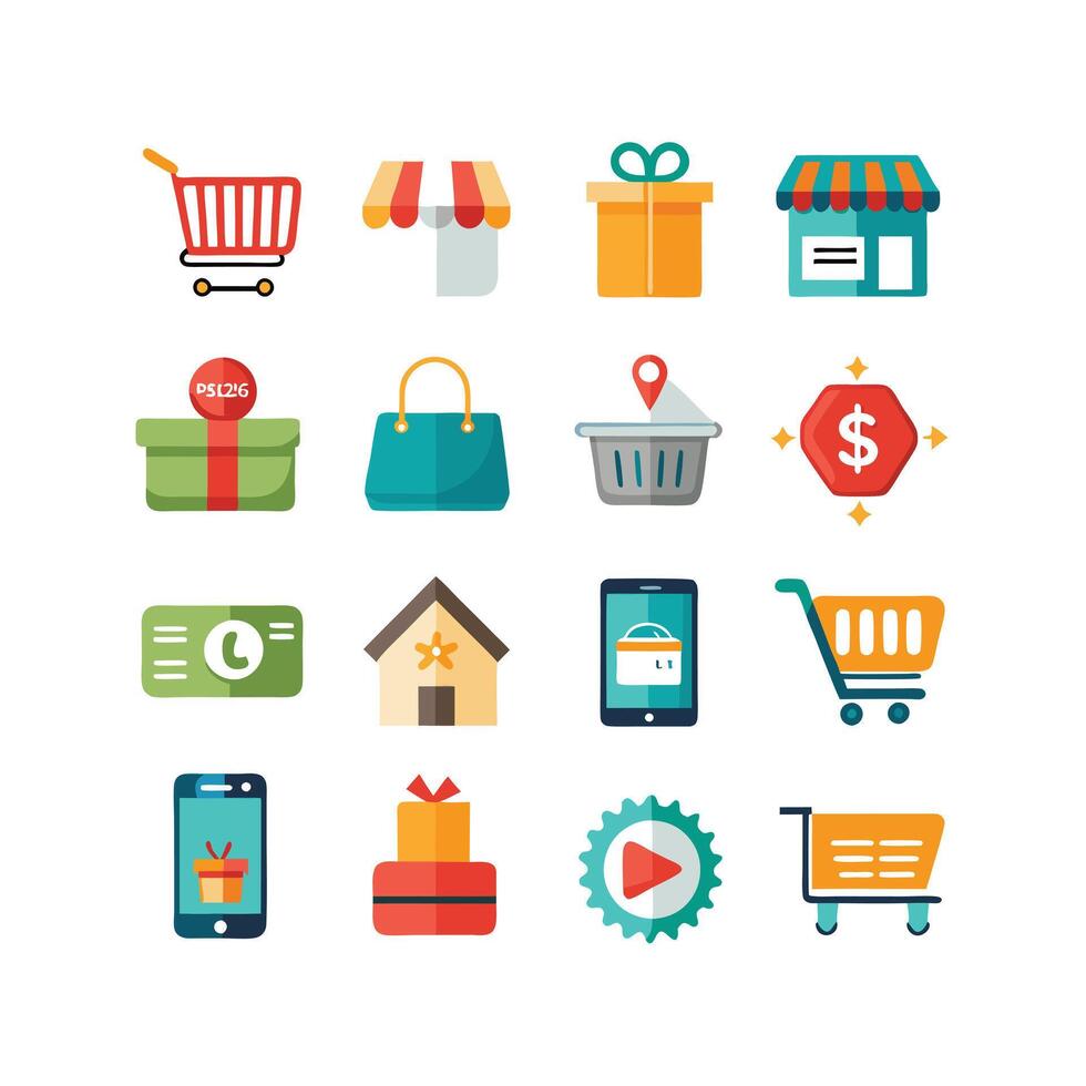 Retail and Shopping Icon Set Collection Illustration vector