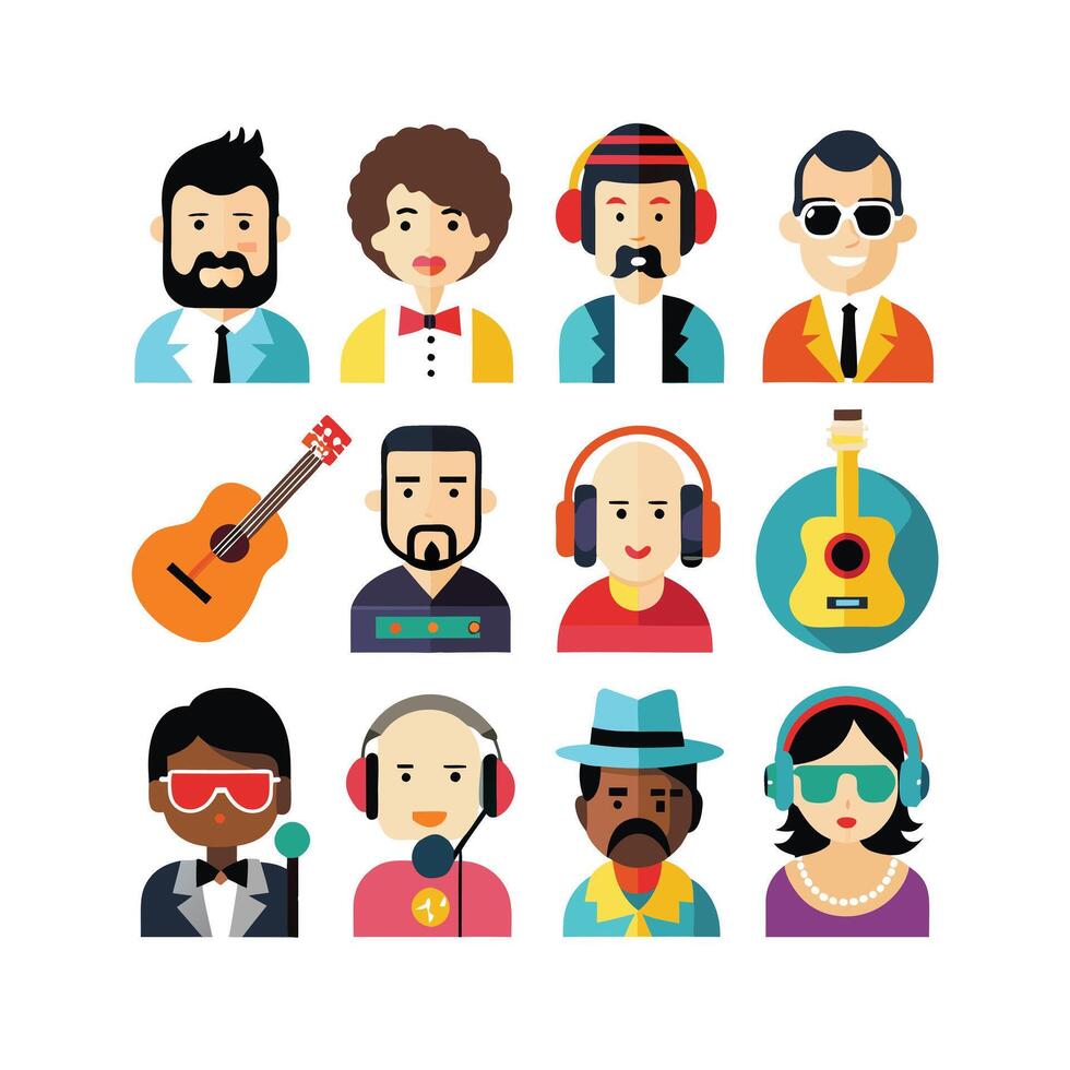 Music and Entertainment Icon Set Collection Illustration vector