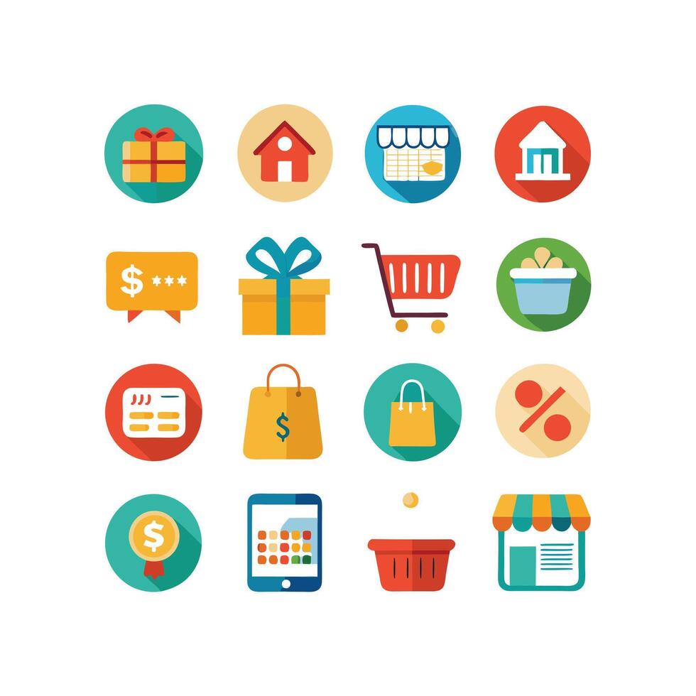 Retail and Shopping Icon Set Collection Illustration vector
