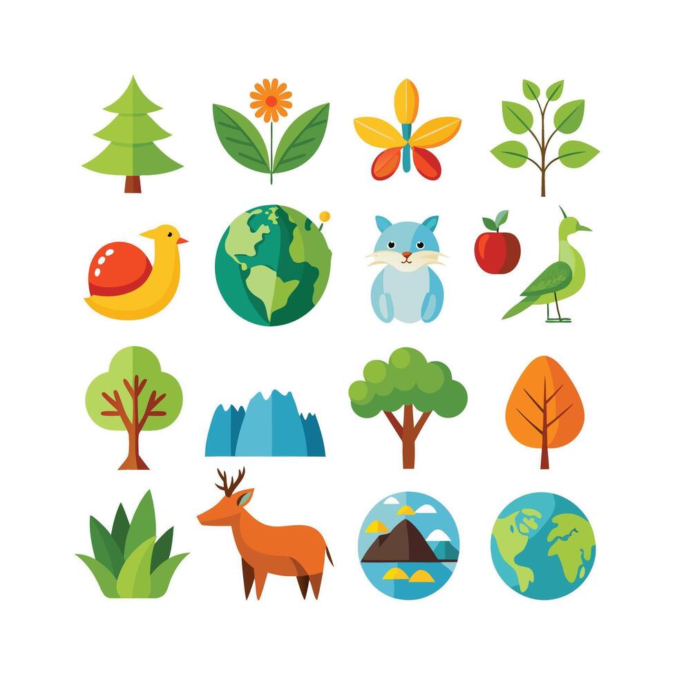Nature Icon Set Collection Illustration vector