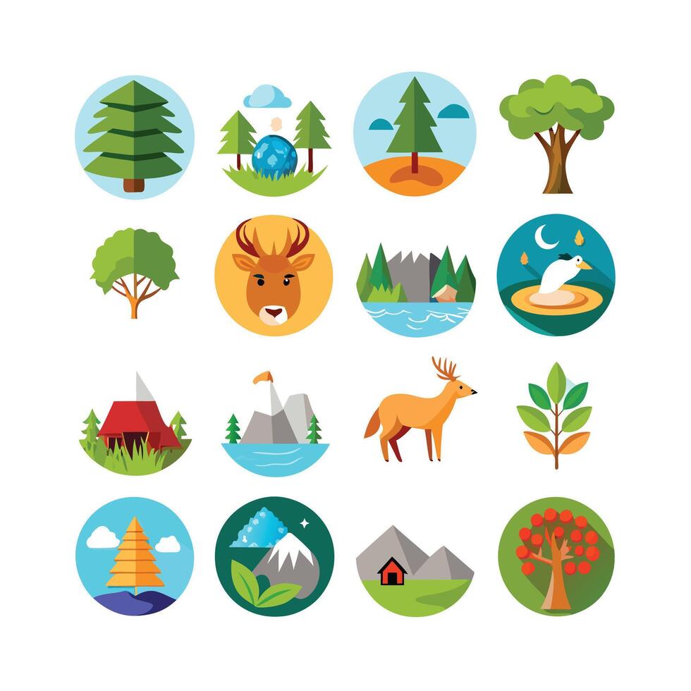 Nature Icon Set Collection Illustration vector