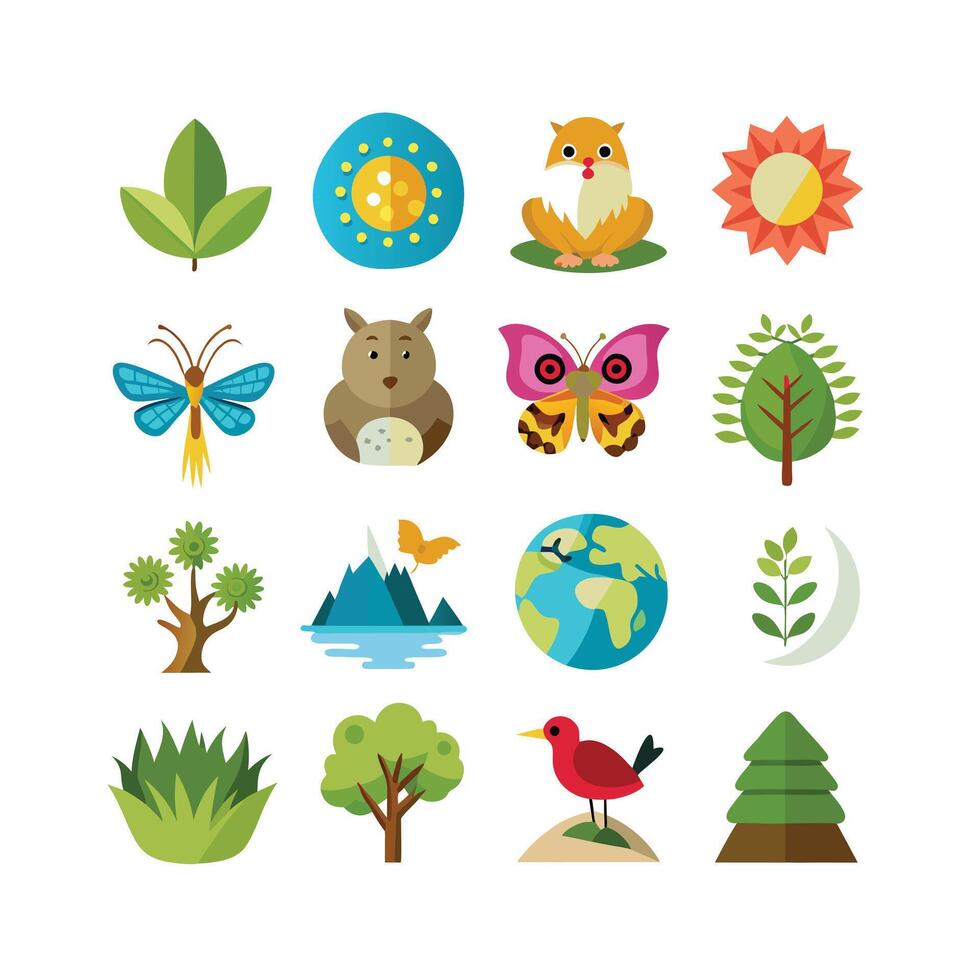 Nature Icon Set Collection Illustration vector