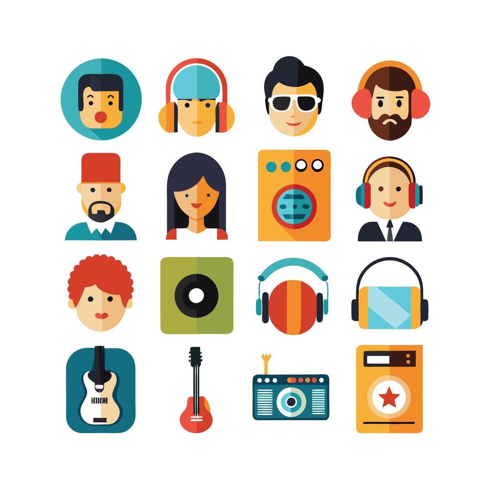 Music and Entertainment Icon Set Collection Illustration vector