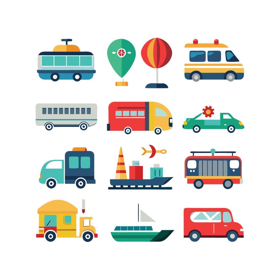 Transportation Icon Set Collection Illustration vector