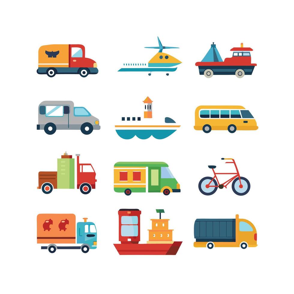 Transportation Icon Set Collection Illustration vector