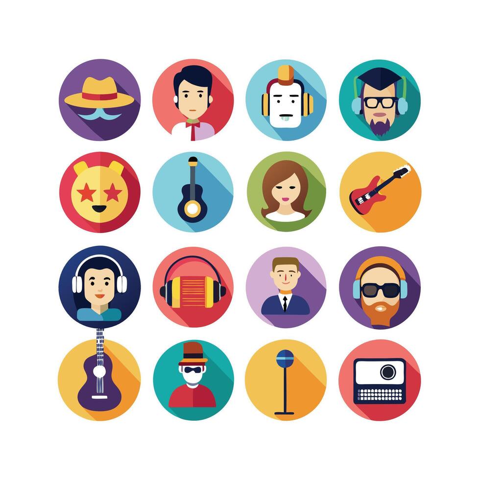 Music and Entertainment Icon Set Collection Illustration vector