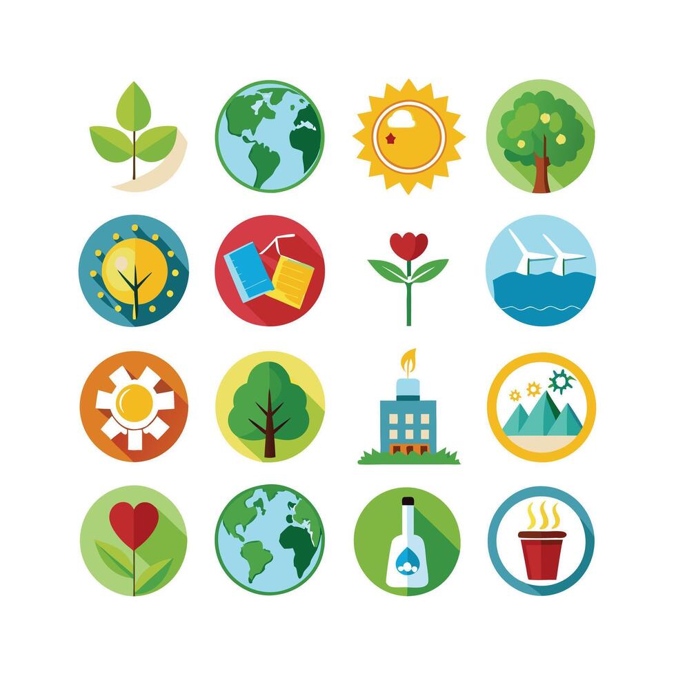 Environment and sustainability icon set illustration vector