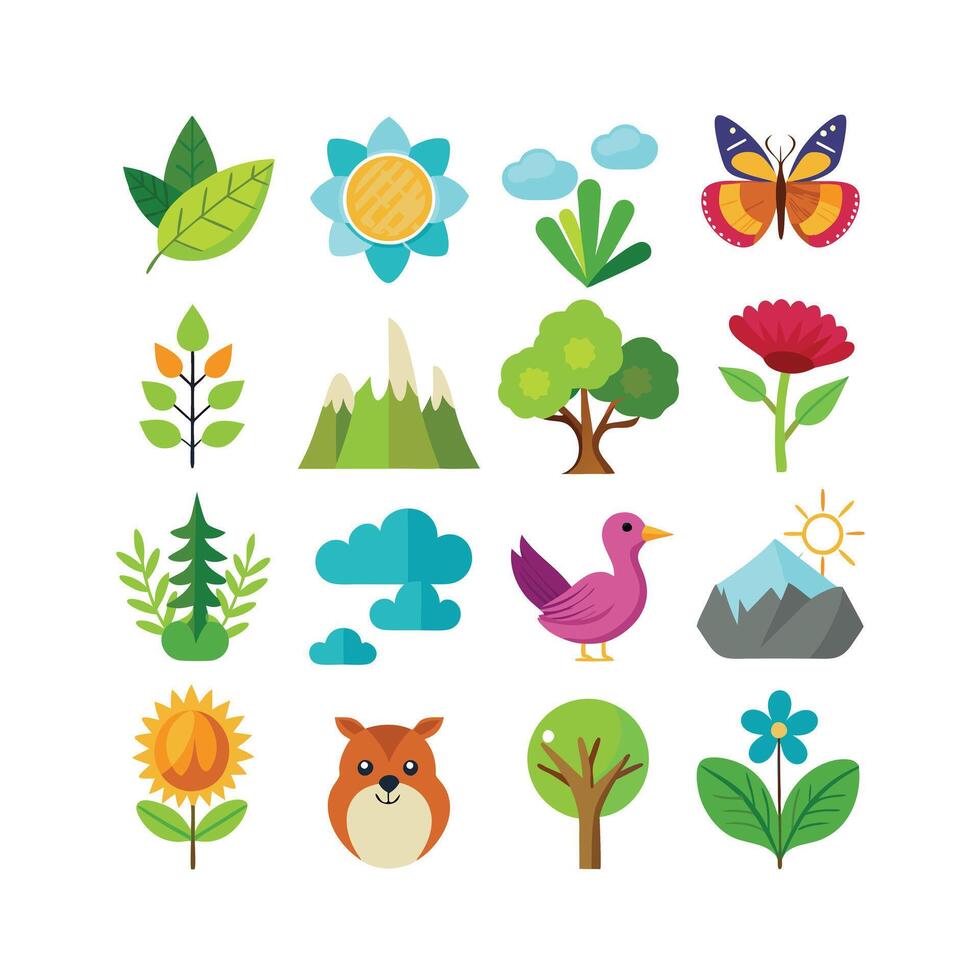Nature Icon Set Collection Illustration vector